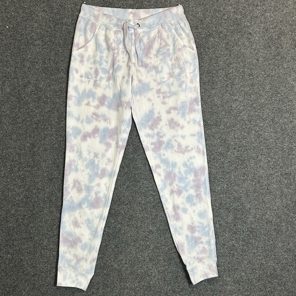 Women's White Purple Blue Tie Dye Joggers - Size Small
